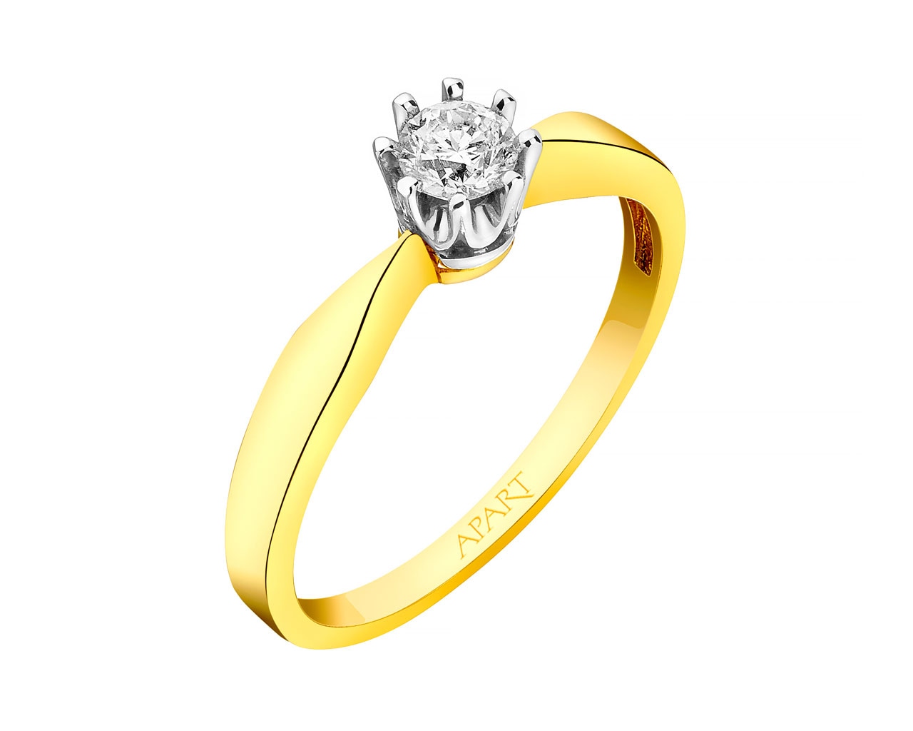 Prsten ze žlutého zlata a bílého zlata s briliantem 0,19 ct - ryzost 585