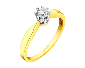 14ct Yellow Gold, White Gold Ring with Diamond 0,19 ct - fineness 14 K