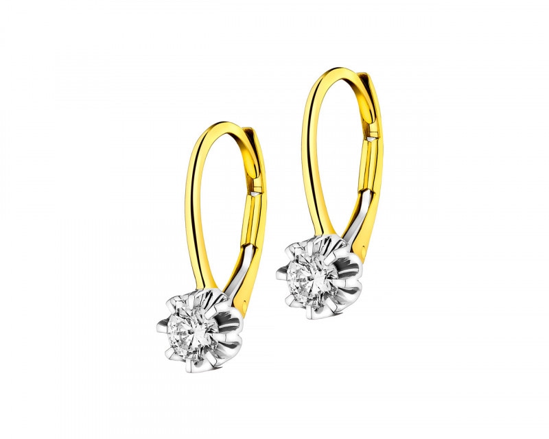 14ct Yellow Gold Earrings with Diamonds 0,36 ct - fineness 14 K