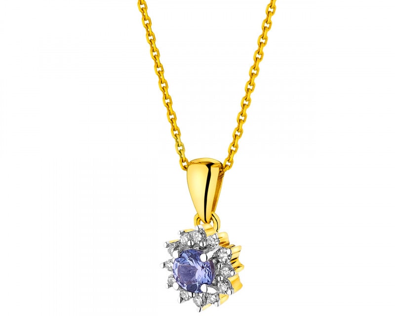 14ct Yellow Gold Pendant with Diamonds - fineness 14 K