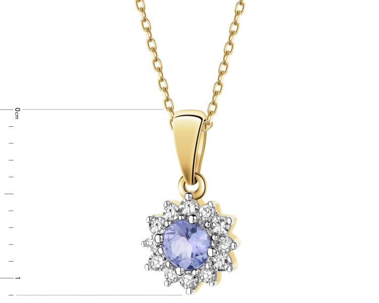 14ct Yellow Gold Pendant with Diamonds - fineness 14 K