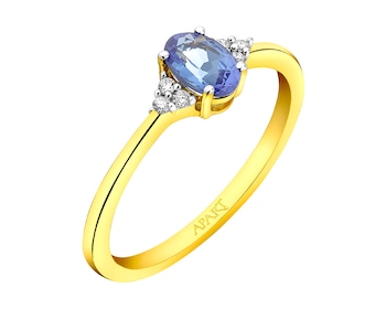 14ct Yellow Gold Ring with Diamonds - fineness 14 K