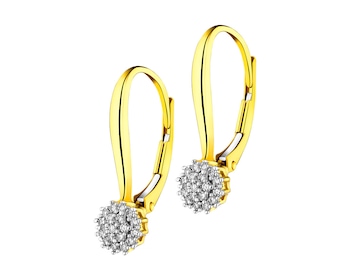 14ct Yellow Gold Earrings with Diamonds 0,13 ct - fineness 14 K