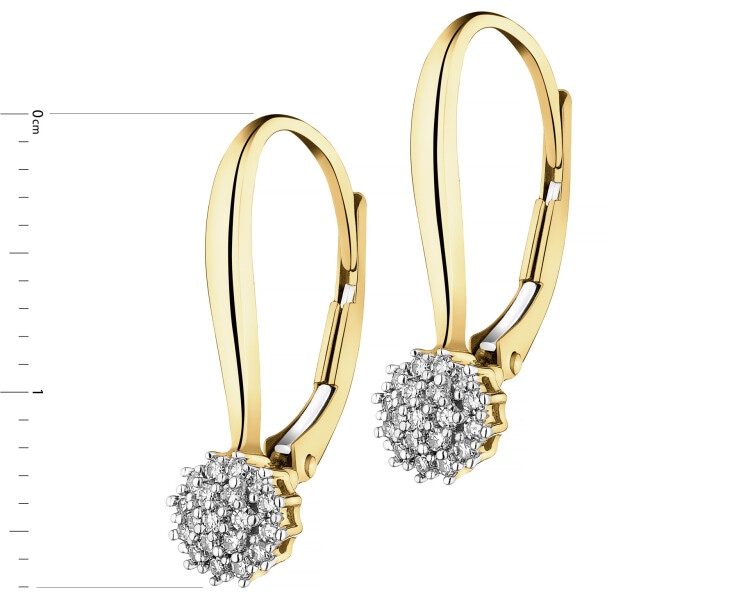 Kolczyki z żółtego złota z diamentami - 0,12 ct - próba 585