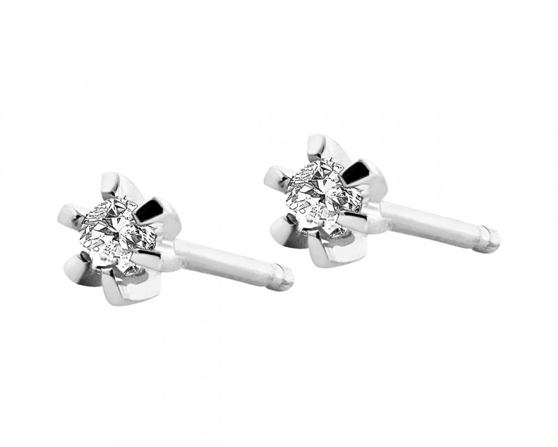 White gold earrings with brilliants 0,08 ct - fineness 14 K