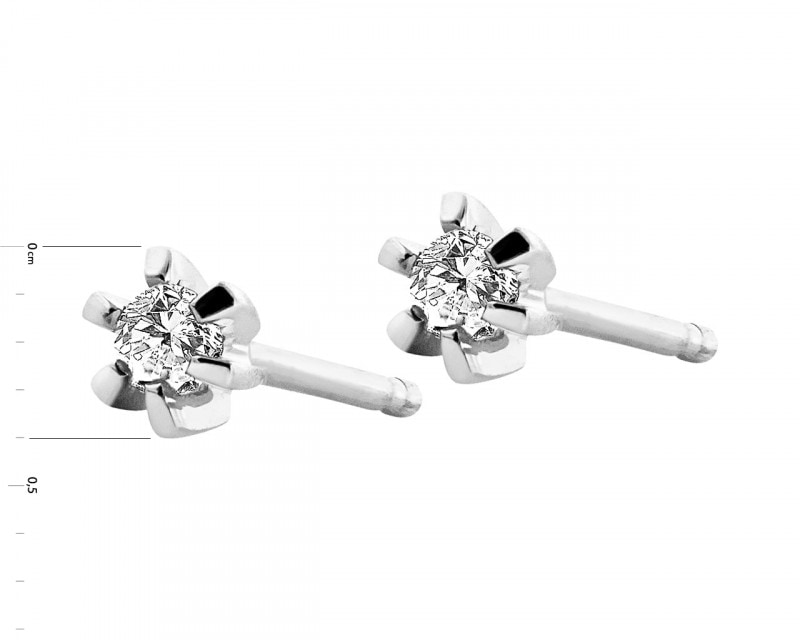 White gold earrings with brilliants 0,08 ct - fineness 14 K