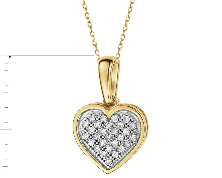 Yellow gold pendant with diamonds - 0,10 ct - fineness 14 K