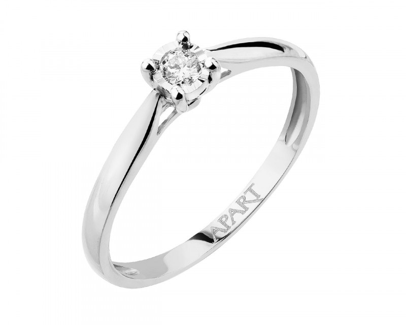 14ct White Gold Ring with Diamond 0,05 ct - fineness 14 K