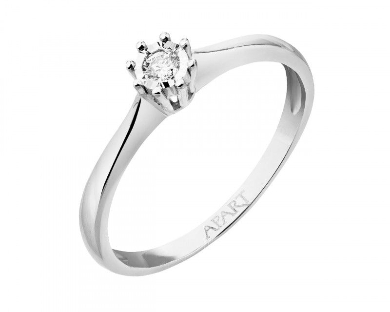 9ct White Gold Ring with Diamond 0,05 ct - fineness 9 K
