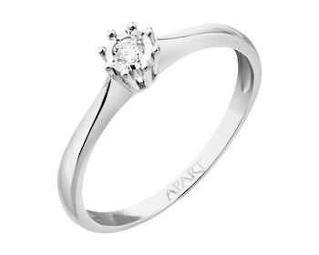 9ct White Gold Ring with Diamond 0,05 ct - fineness 9 K