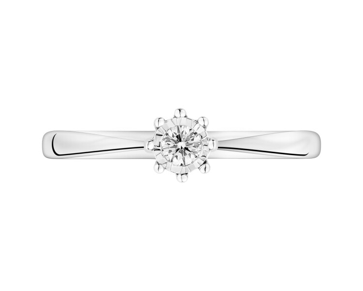 9ct White Gold Ring with Diamond - 0,05 ct - fineness 9 K