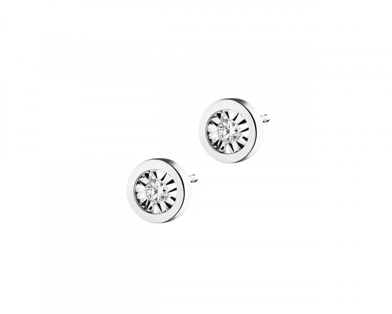 9ct White Gold Earrings with Diamonds 0,04 ct - fineness 9 K