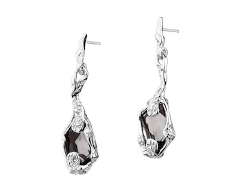 Rhodium Plated Silver Earrings with Crystal