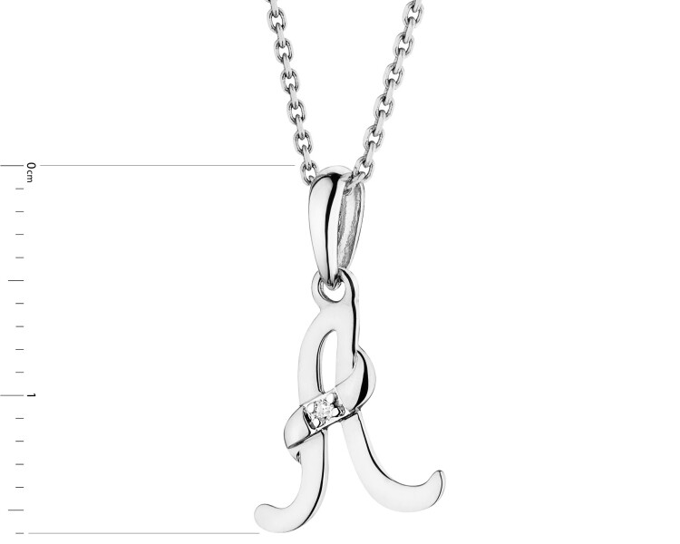 Zawieszka z białego złota z diamentem - litera A - 0,004 ct - próba 585