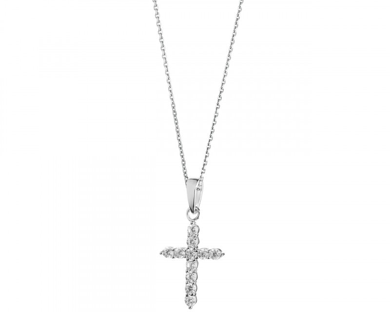 Stříbrný přívěsek - kříž s zirkony