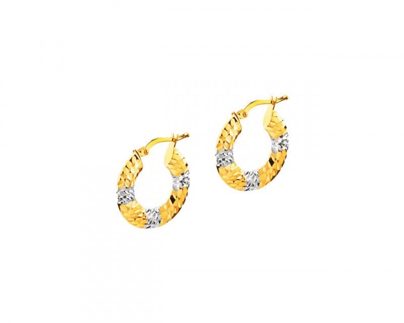 8ct Rhodium-Plated Yellow Gold Earrings