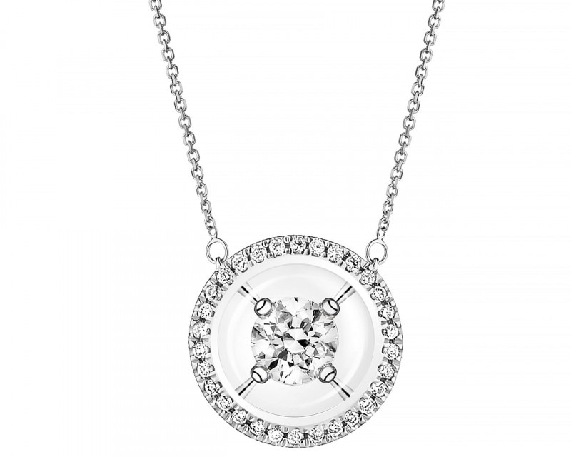 14ct White Gold Necklace with Diamonds 0,40 ct - fineness 14 K