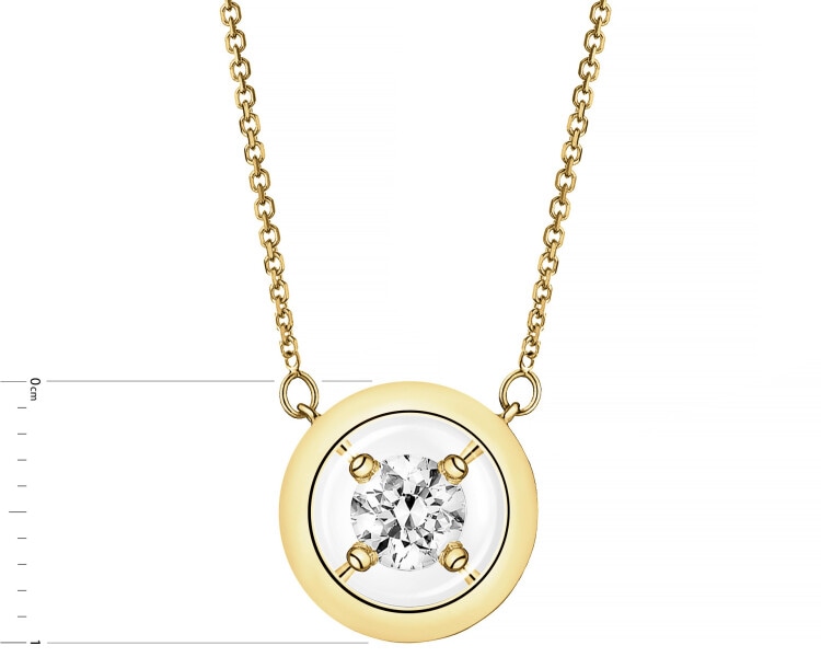 Naszyjnik z żółtego złota z brylantem - koło - 0,15 ct - próba 585
