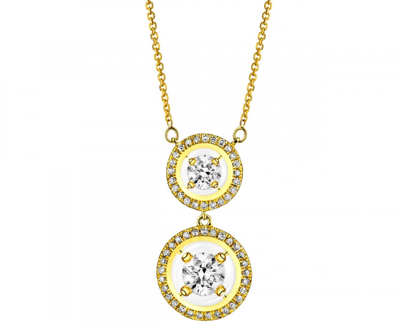 14ct Yellow Gold Necklace with Diamonds 0,40 ct - fineness 14 K