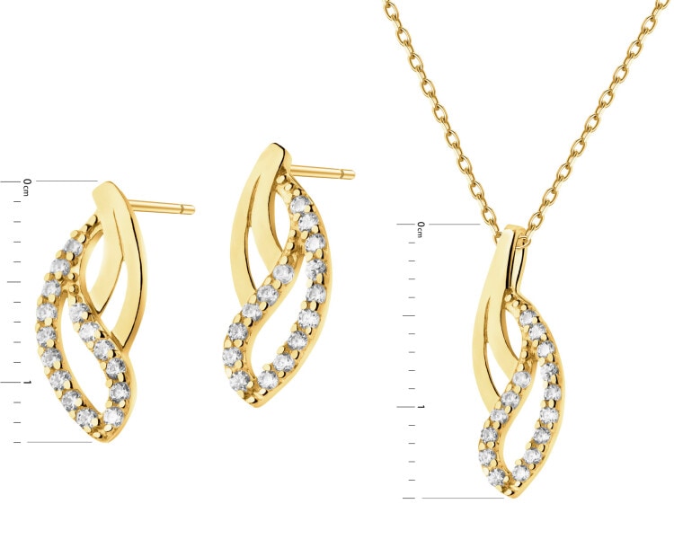 Zlaté náušnice a přívěsek se zirkony - sada