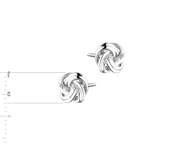 9ct White Gold Earrings with Diamonds 0,01 ct - fineness 9 K