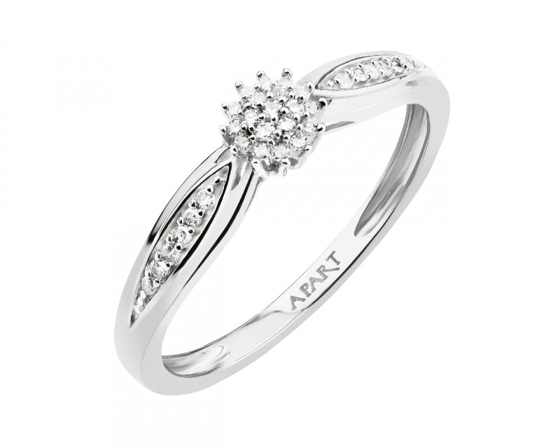 14ct White Gold Ring with Diamonds 0,10 ct - fineness 14 K