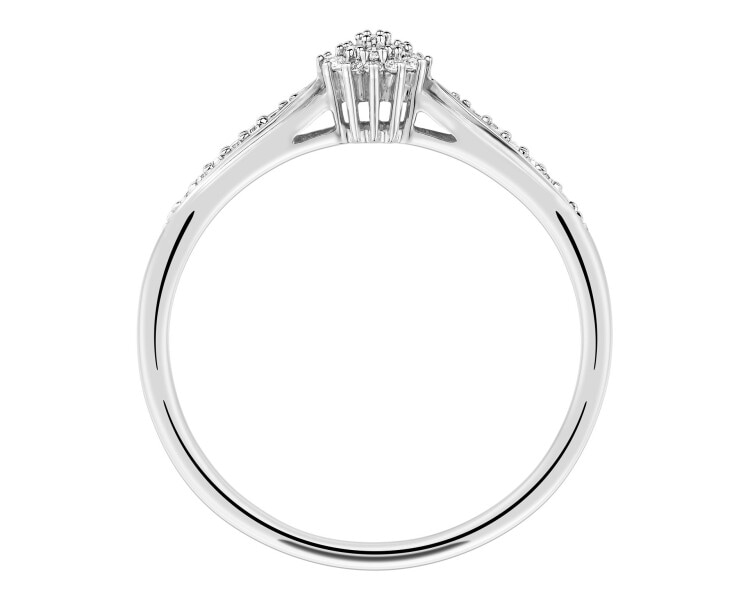 14ct White Gold Ring with Diamonds - 0,09 ct - fineness 14 K