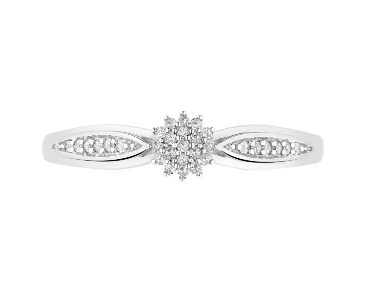 14ct White Gold Ring with Diamonds - 0,09 ct - fineness 14 K