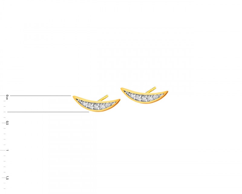 9ct Rhodium-Plated Yellow Gold Earrings with Cubic Zirconia