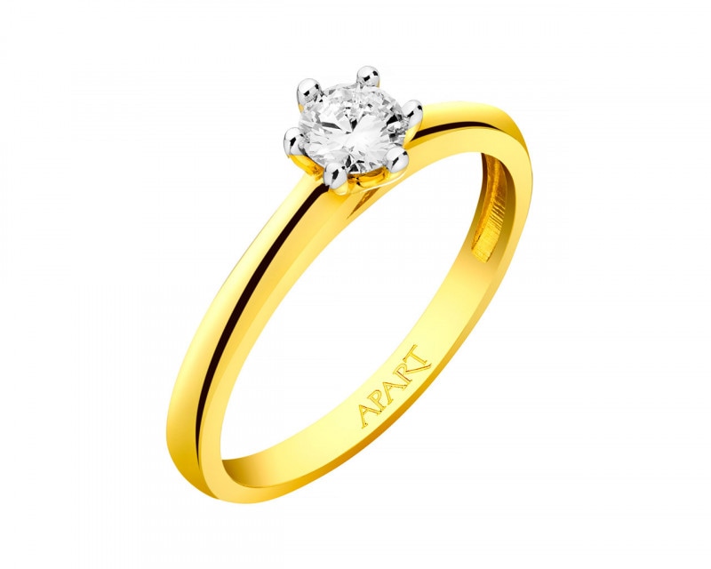 14ct Yellow Gold Ring with Diamond 0,23 ct - fineness 14 K