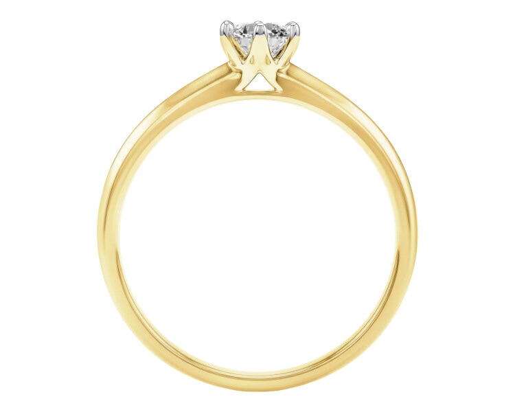 14ct Yellow Gold Ring with Diamond - 0,23 ct - fineness 14 K