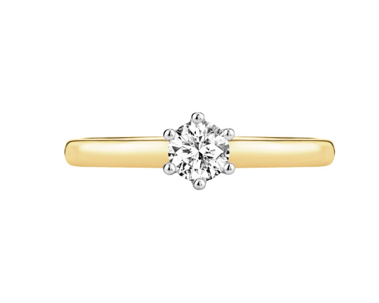 14ct Yellow Gold Ring with Diamond - 0,23 ct - fineness 14 K