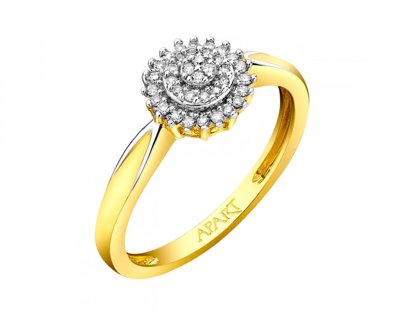 9ct Yellow Gold Ring with Diamonds 0,09 ct - fineness 9 K