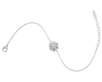 Bransoletka srebrna z cyrkoniami - kwiat