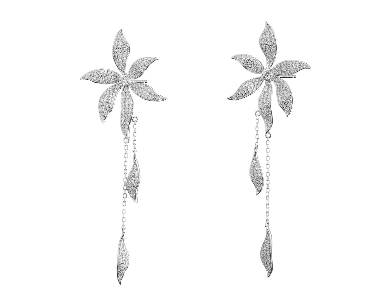 Kolczyki srebrne z cyrkoniami - kwiaty