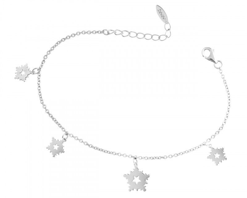 Bransoletka srebrna - śnieżynki, gwiazdy