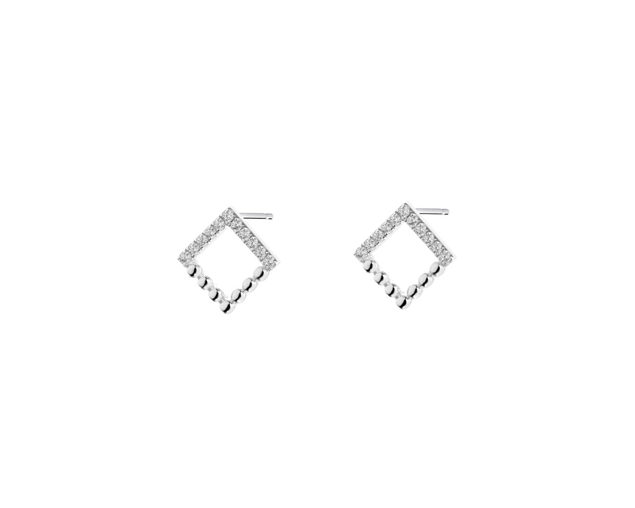 Kolczyki srebrne z cyrkoniami - kwadraty