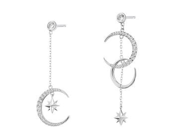 Kolczyki srebrne z cyrkoniami - Księżyce, gwiazdy