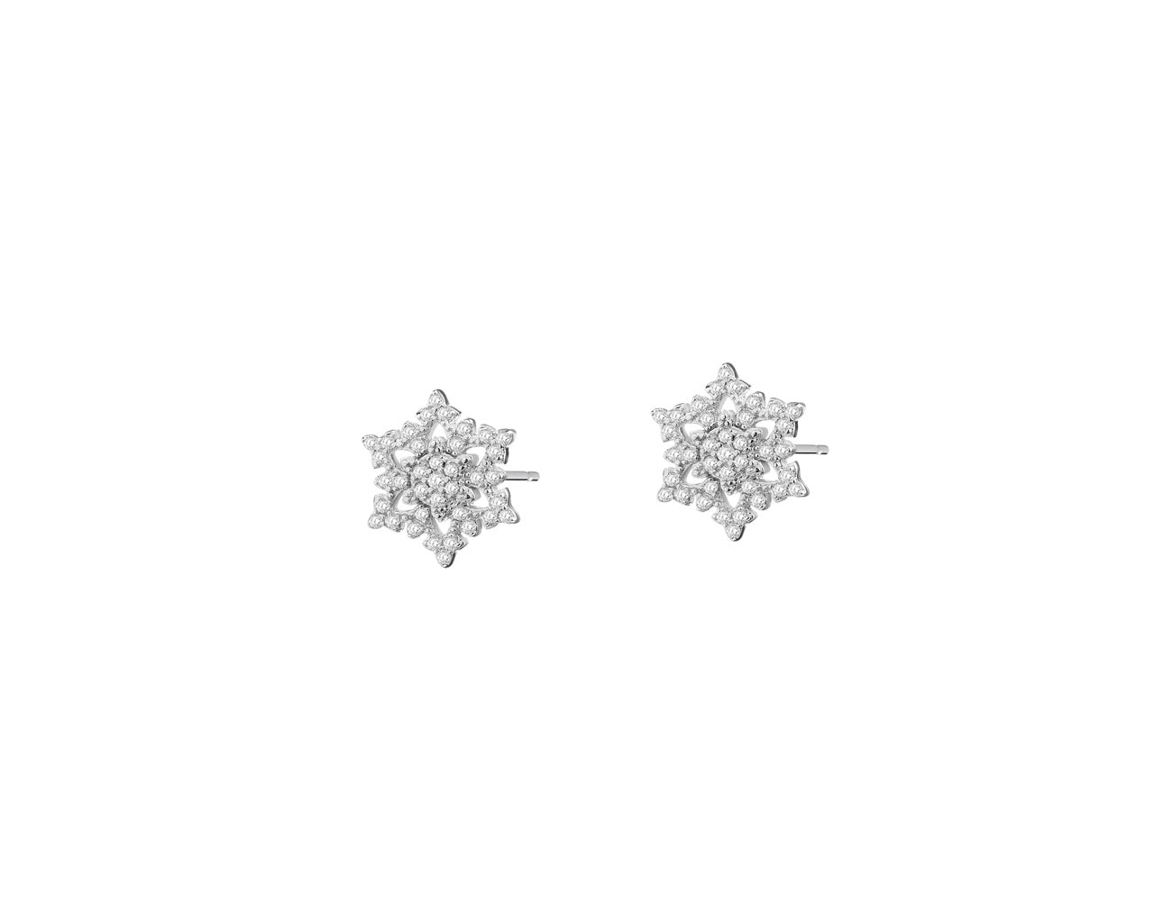Kolczyki srebrne z cyrkoniami - gwiazdy, śnieżki