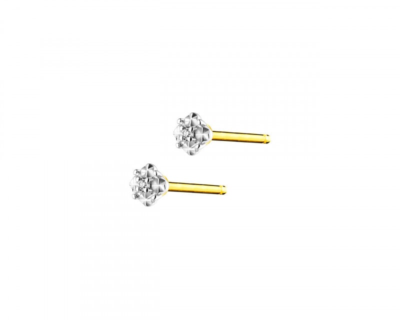 9ct Yellow Gold Earrings with Diamonds 0,006 ct - fineness 9 K