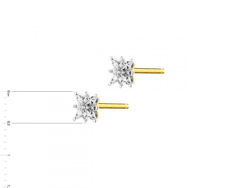 Yellow Gold Diamond Earrings 0,006 ct - fineness 9 K