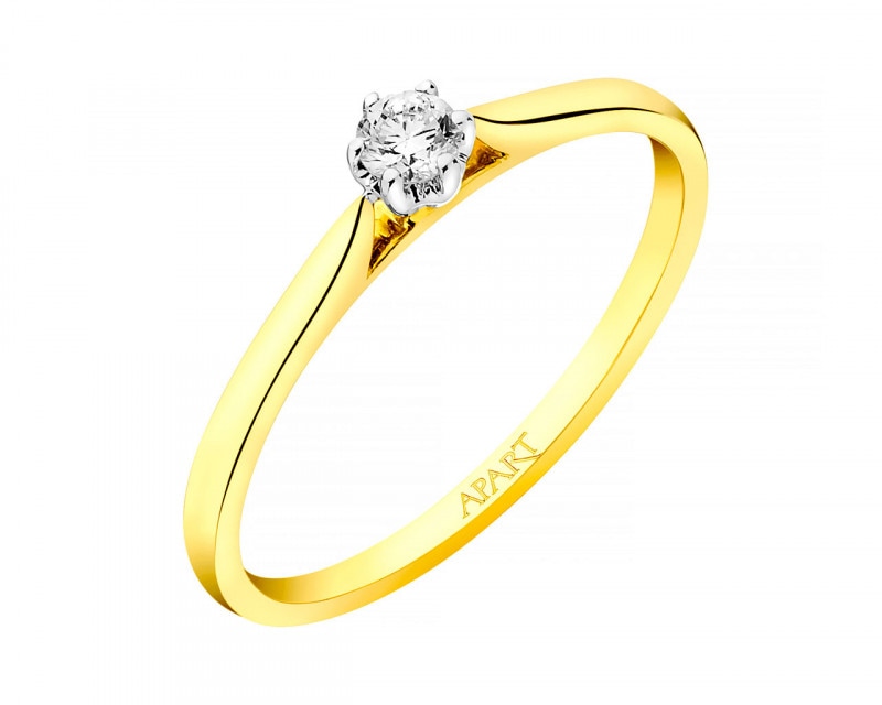 Prsten  ze žlutého a bílého zlata s briliantem - 0,08 ct - ryzost 585
