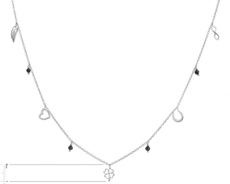 Naszyjnik srebrny z cyrkoniami -  koniczyna, nieskończoność, serce, skrzydło