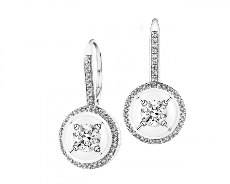 14ct White Gold Earrings with Diamonds 0,80 ct - fineness 14 K