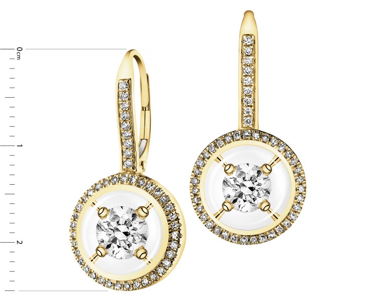 14ct Yellow Gold Earrings with Diamonds - 0,80 ct - fineness 14 K
