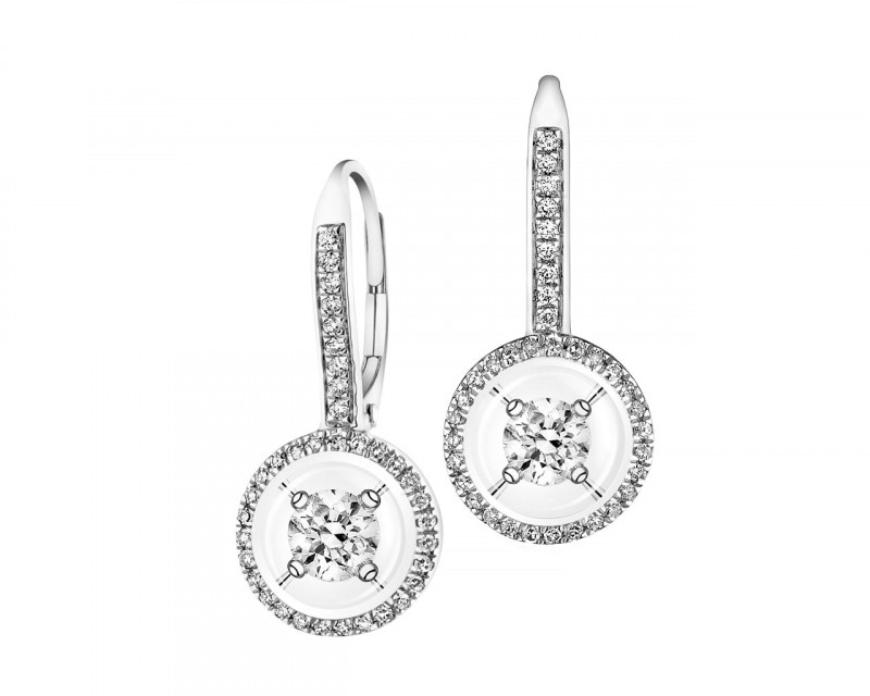 14ct White Gold Earrings with Diamonds 0,55 ct - fineness 14 K