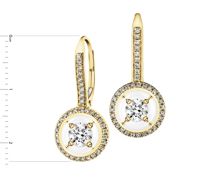 14ct Yellow Gold Earrings with Diamonds - 0,55 ct - fineness 14 K