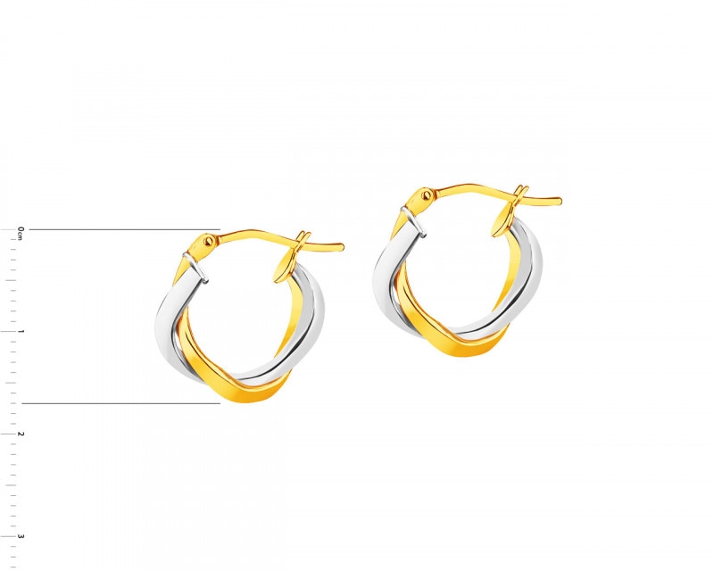 8 K Rhodium-Plated Yellow Gold Earrings