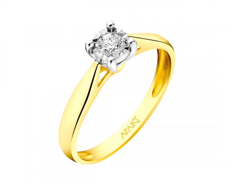 14ct Yellow Gold, White Gold Ring with Diamond 0,10 ct - fineness 585