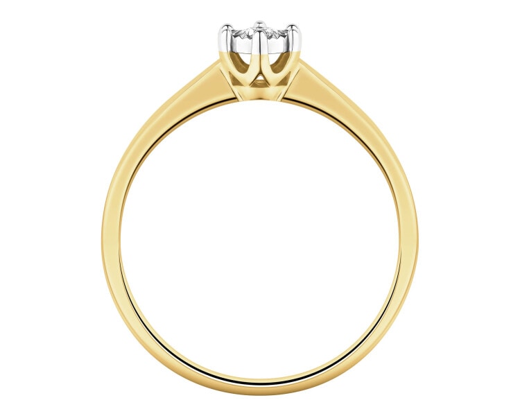 14ct Yellow Gold, White Gold Ring with Diamond - 0,10 ct - fineness 585